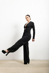 Tuta Lunga Donna Imperial Y583MJZ – Jumpsuit Elegante con Scollo a V e Cut-Out con Fibbia