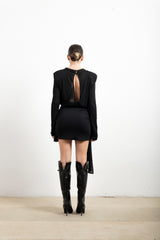 Abito Mini Donna Silence Limited Beatrix AB4266 – Vestito Drappeggiato con Fiore e Pannello Asimmetrico