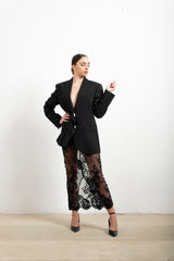 Blazer Donna Silence Limited Sophie in Fresco Lana – Giacca Oversize con Bottoni Oro