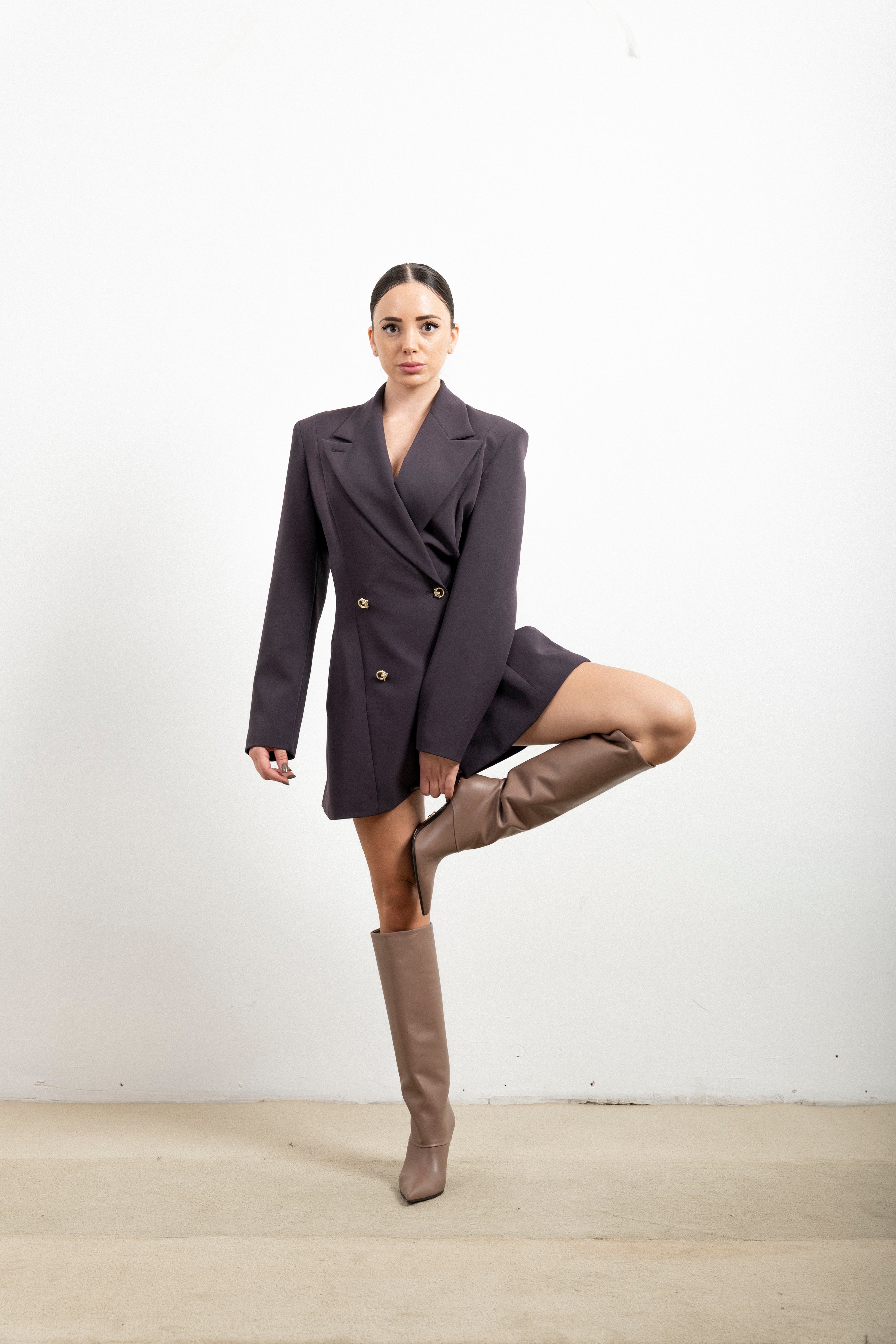 Blazer Dress Donna Silence Limited Clichy GI5398 – Abito Giacca Doppiopetto con Bottoni Gioiello Dorati