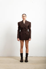 Blazer Donna Silence Limited Point GI5315ST Marrone – Giacca Sartoriale Doppiopetto con Arricciatura in Vita
