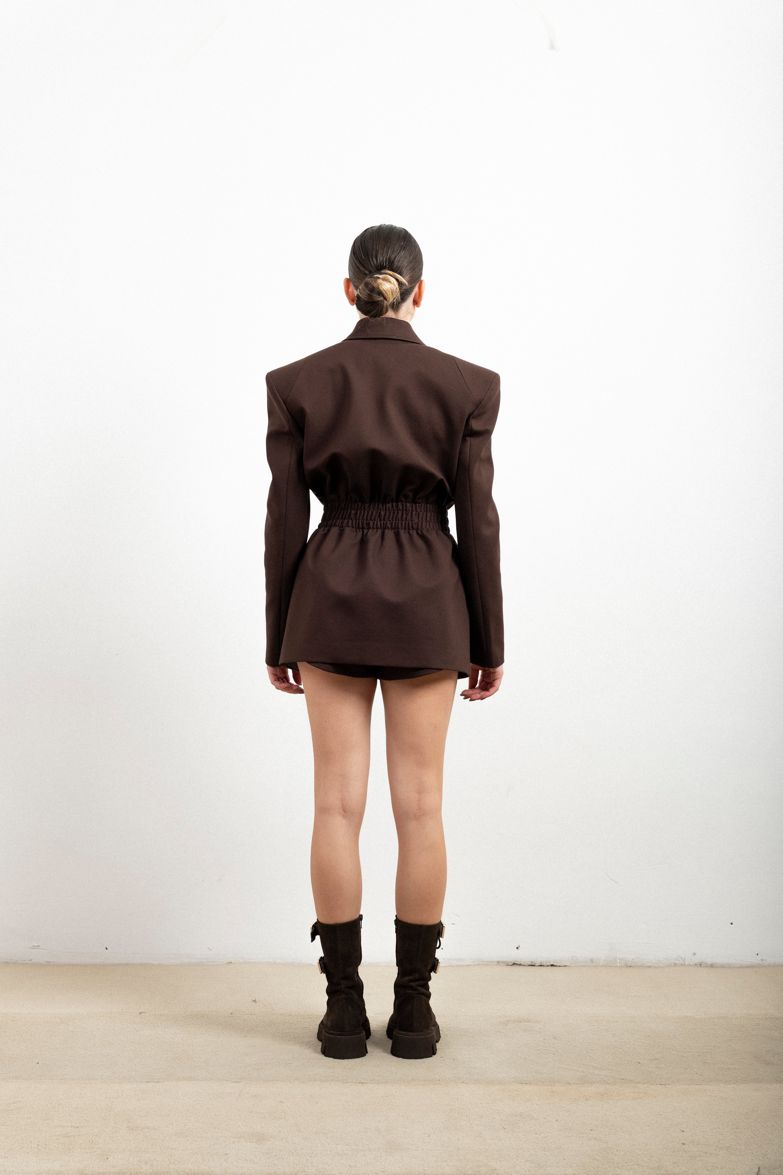 Blazer Donna Silence Limited Point GI5315ST Marrone – Giacca Sartoriale Doppiopetto con Arricciatura in Vita