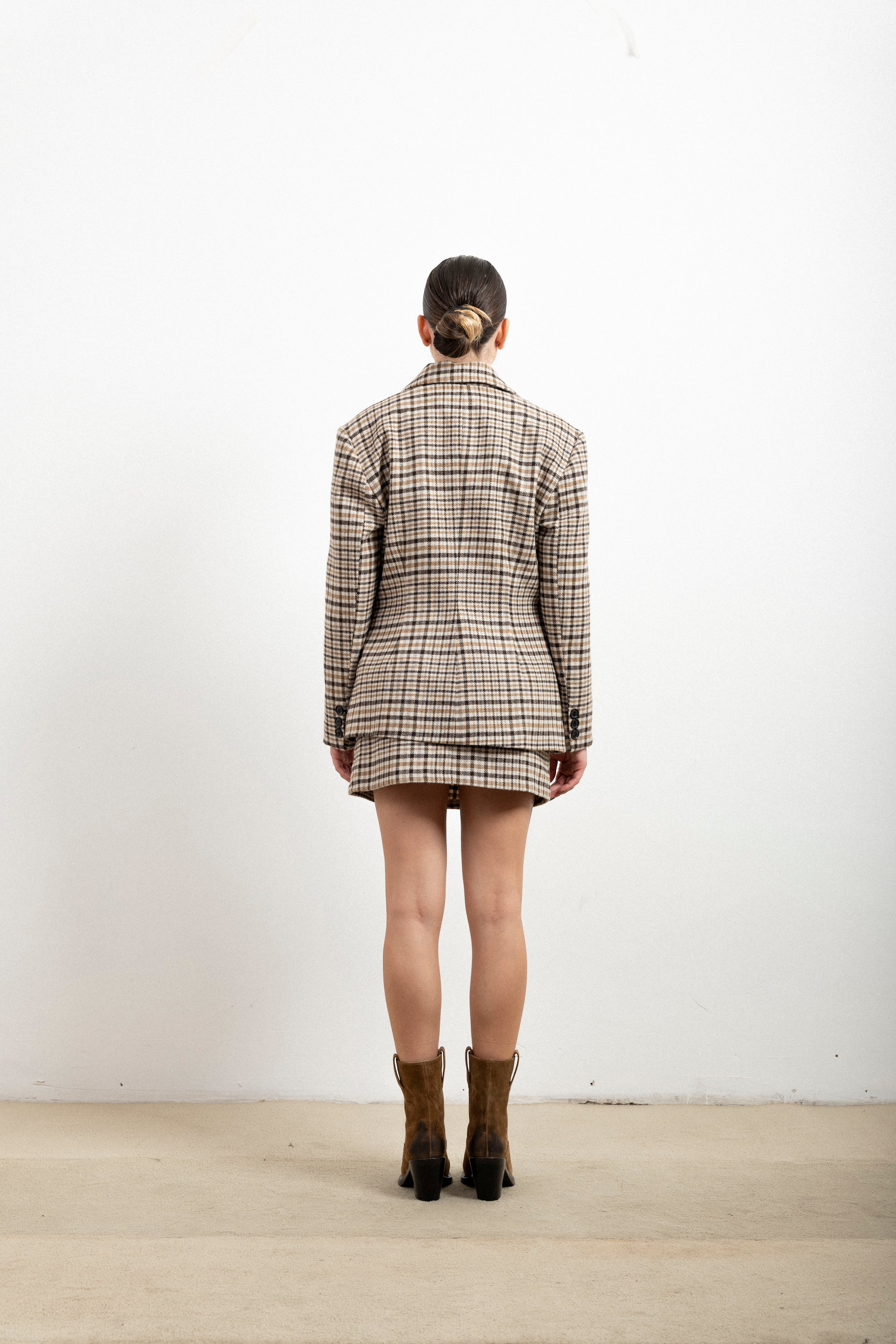Giacca Donna Haveone Check con Peplum – Giacca Corta Stampa Quadri