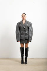 Blazer Donna Silence Limited Billow SLGI019 in Ecopelle – Giacca Monopetto con Maniche Balloon