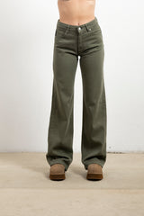 Jeans dritto verde militare Donna Haveone Benny