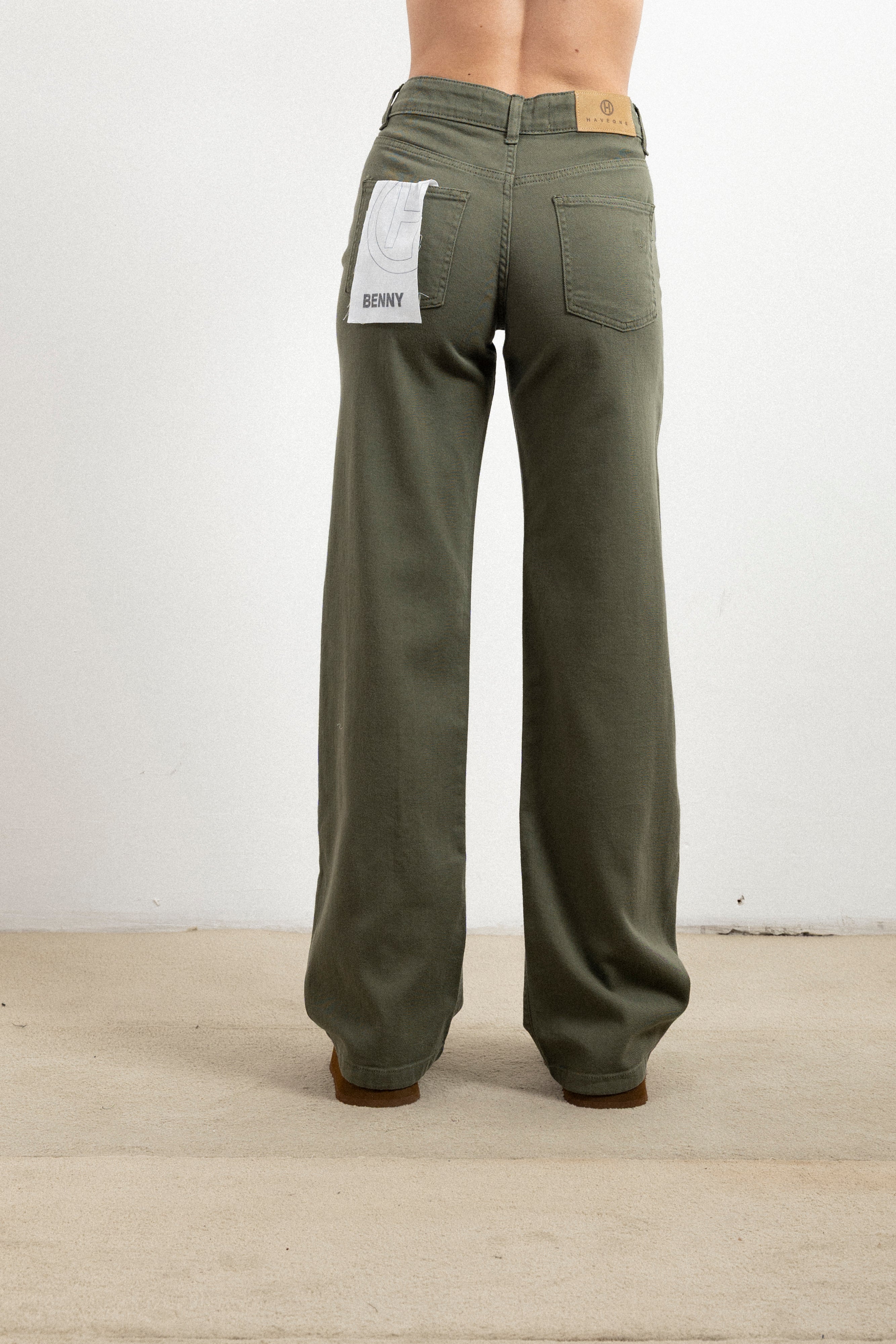 Jeans dritto verde militare Donna Haveone Benny