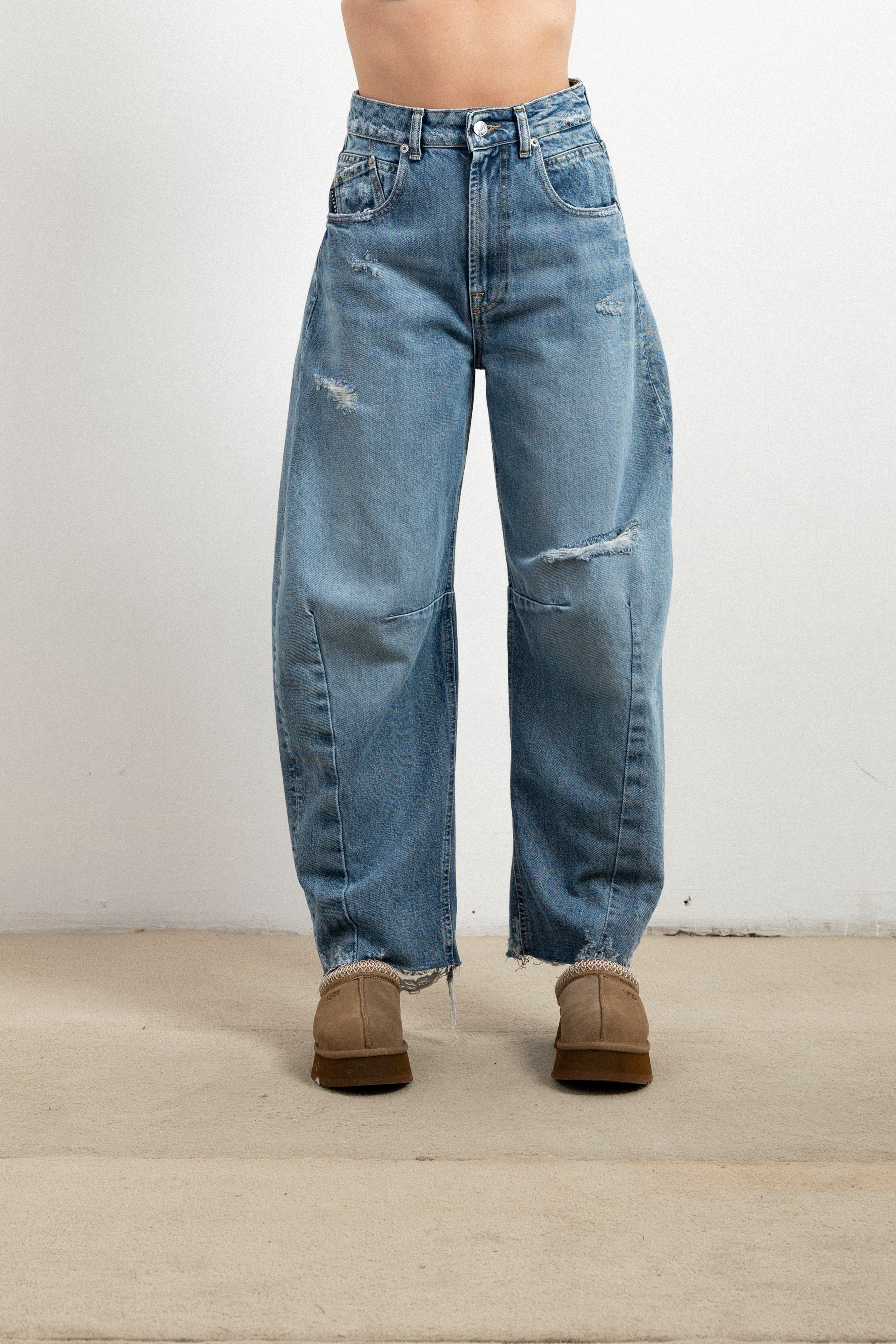Jeans Balloon Donna Haveone Barbara – Jeans a Gamba Arrotondata a Vita Alta