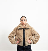 Giubbino Bomber Donna Silence Limited SCP05 in Ecopelliccia Visone – Bomber Corto Caldo e Avvolgente