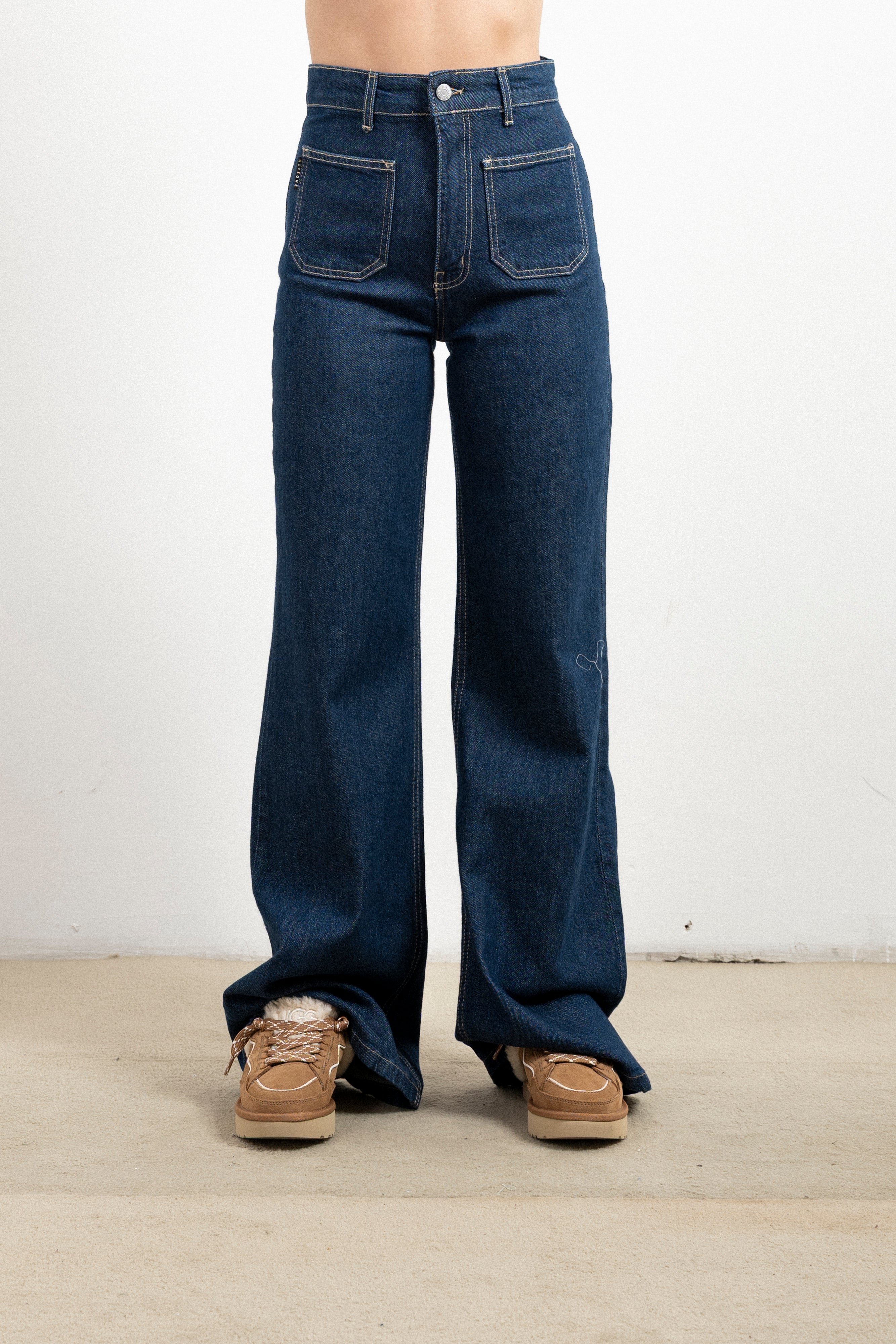 Jeans Palazzo Donna Haveone Plaza – Jeans Ampi a Vita Alta in Denim