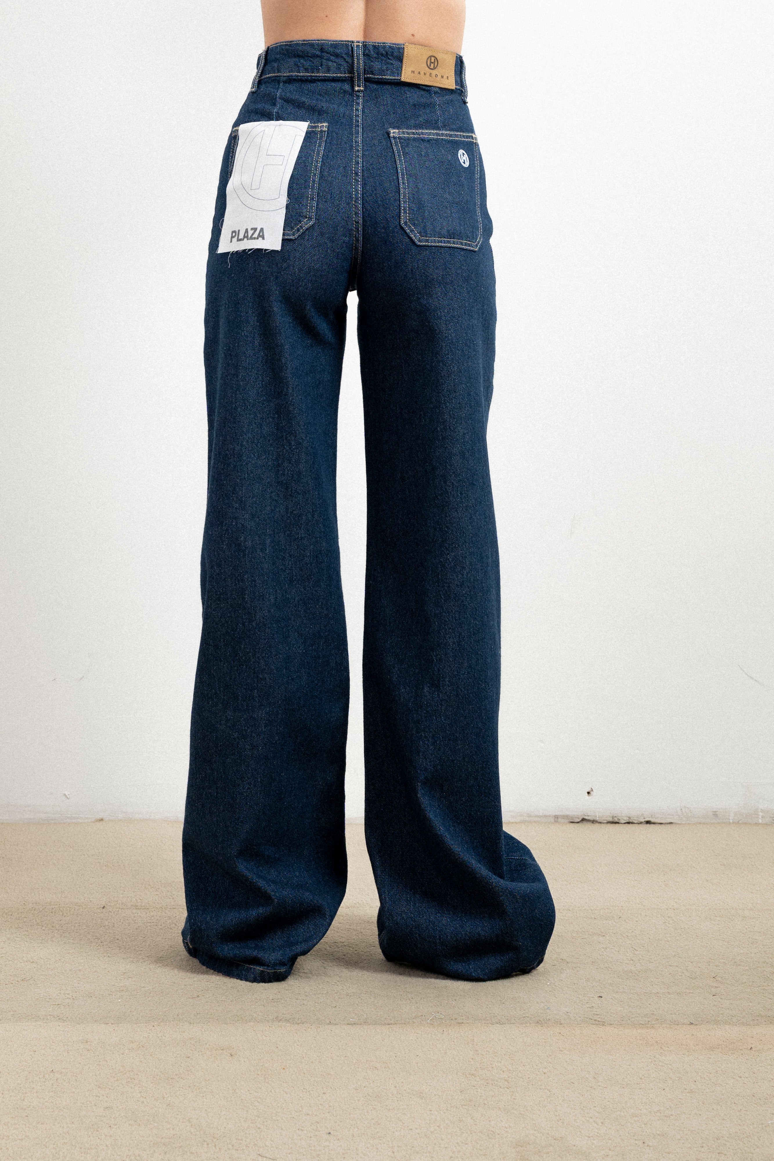 Jeans Palazzo Donna Haveone Plaza – Jeans Ampi a Vita Alta in Denim