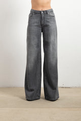Jeans Wide Leg Donna Haveone Ketty Grigio – Jeans Gamba Larga Lavaggio Vintage
