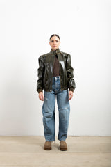 Bomber Donna Haveone Bomber Old Verde Militare – Giubbotto Vintage Effect