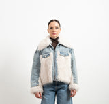 Giubbino Donna Silence Limited Boston Ecofur Denim – Giacca in Jeans Imbottita con Ecofur A Contrasto