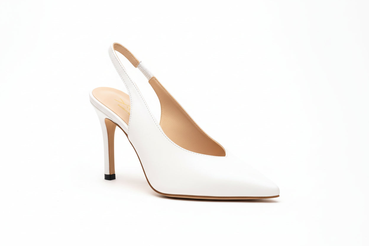 Décolleté Bianca Di Chanel Nappa Bianca – Slingback Raffinata Made in Italy