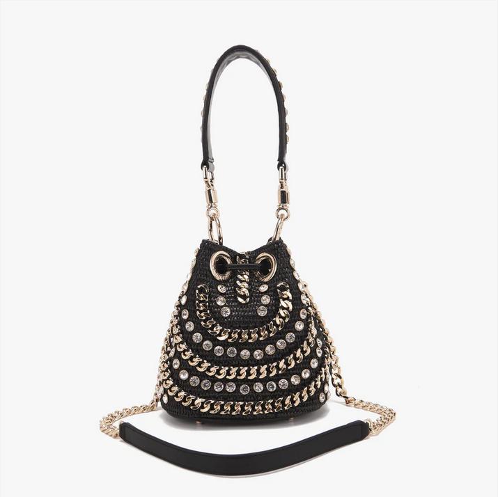 Borsa Secchiello La Carrie Mirror Nera con Dettagli a Specchio