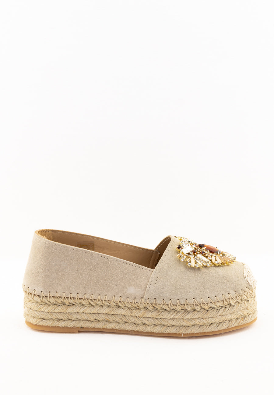 Espadrilles beige con accessorio prezioso Fiorina