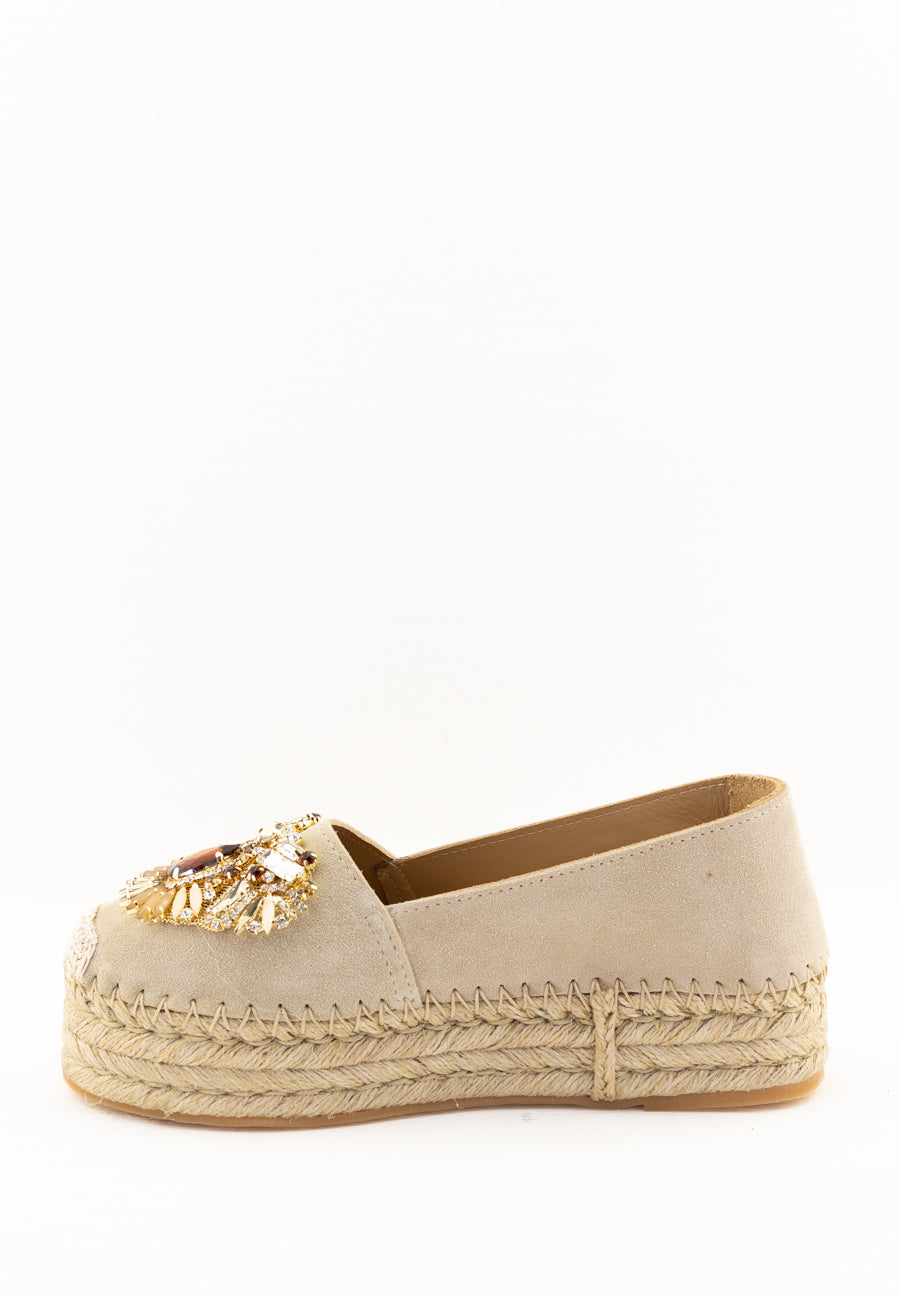 Espadrilles beige con accessorio prezioso Fiorina