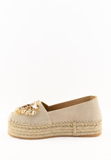 Espadrilles beige con accessorio prezioso Fiorina