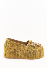 Espadrilles in rafia naturale con accessorio gioiello Fiorina