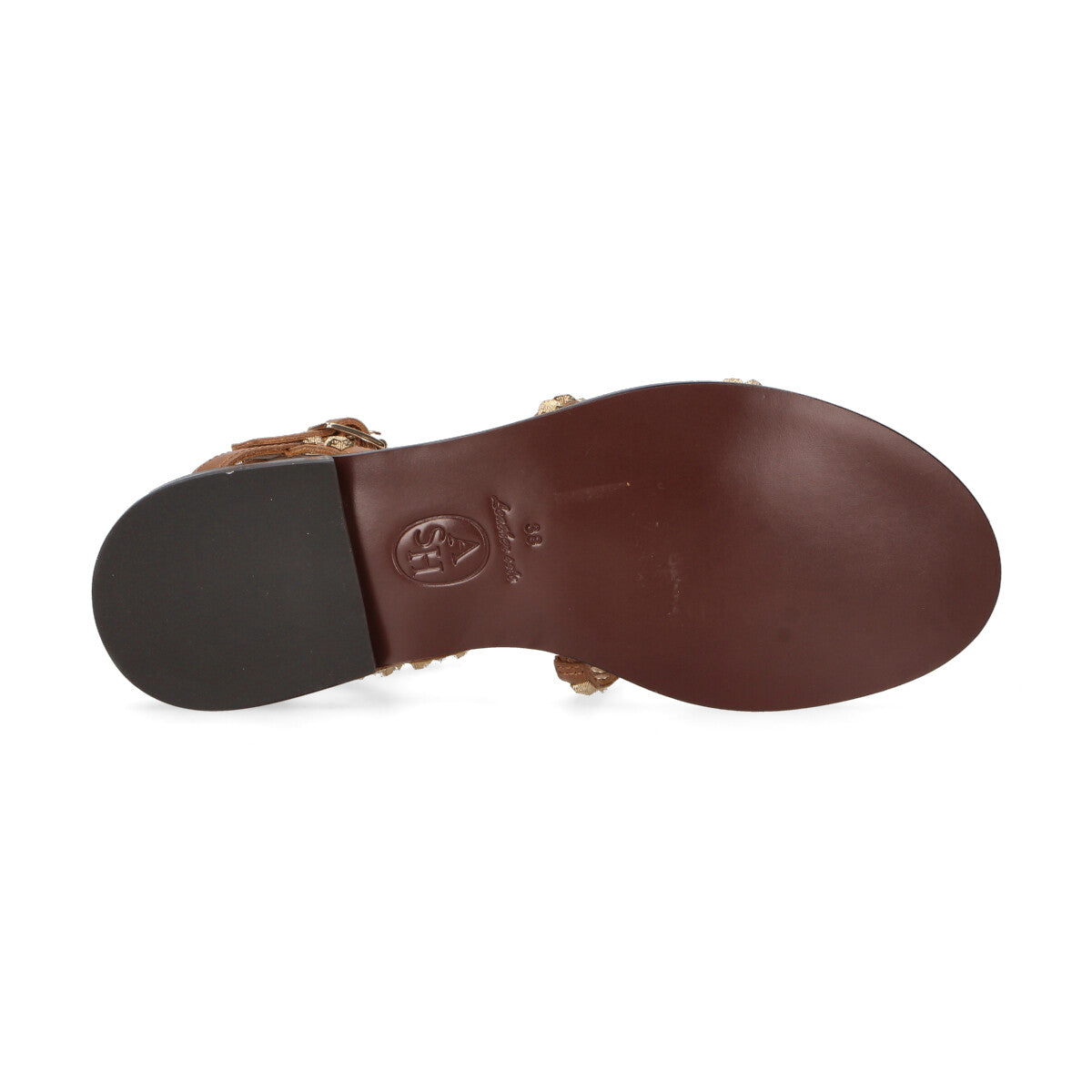Sandalo Polinesia cuoio con borchie oro Ash