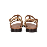 Sandalo Polinesia cuoio con borchie oro Ash