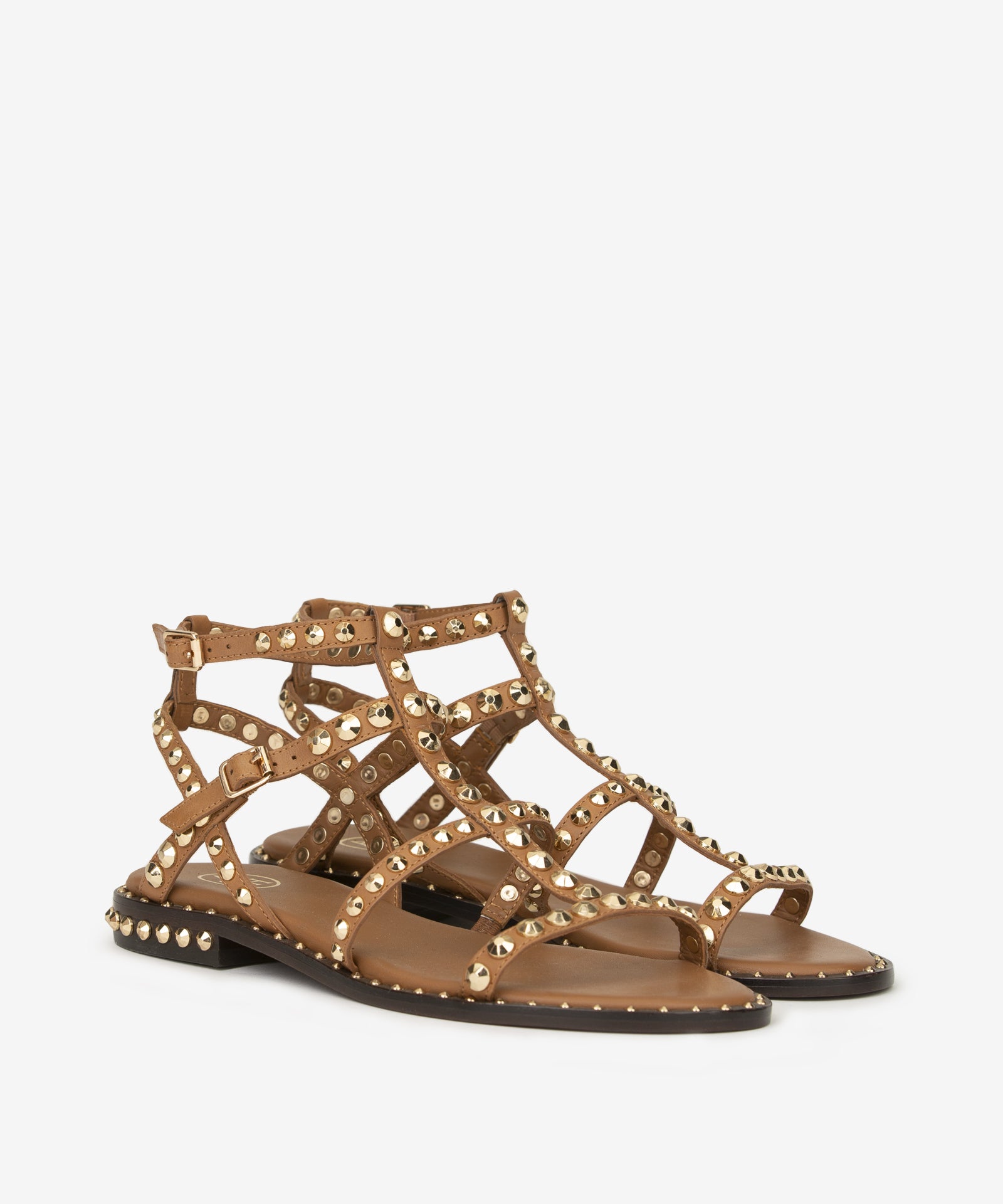 Sandalo Precious cuoio con borchie oro Ash