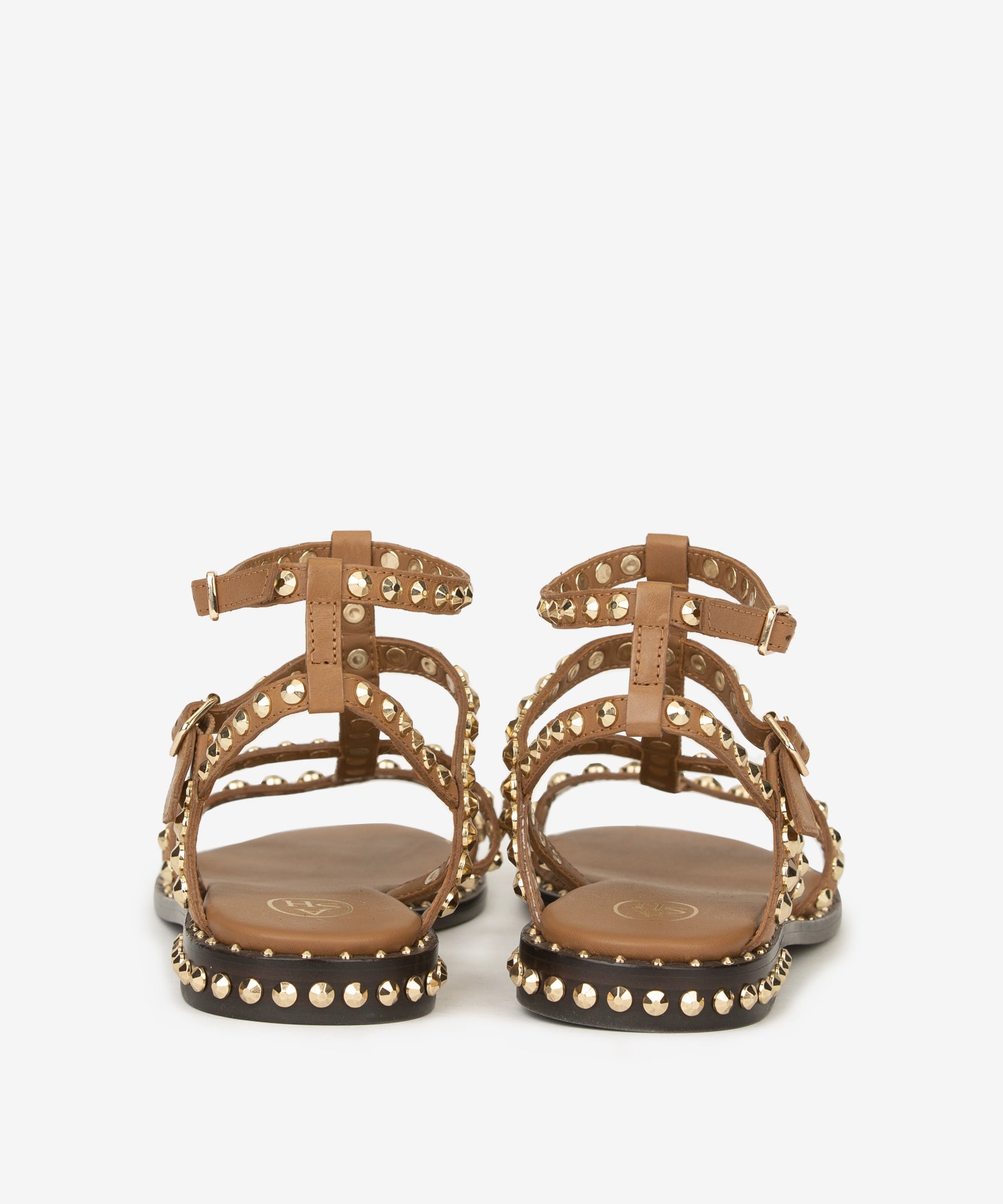 Sandalo Precious cuoio con borchie oro Ash
