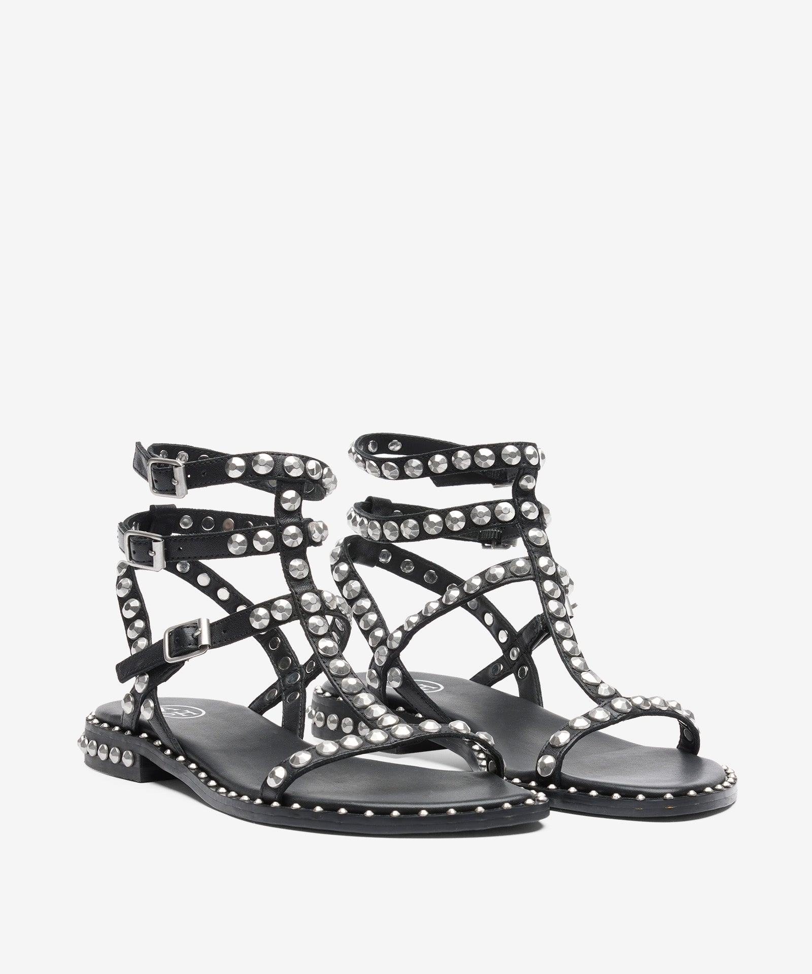Sandali Ash Play Black: L'Icona Rock-Chic in Pelle Nera e Borchie Silver