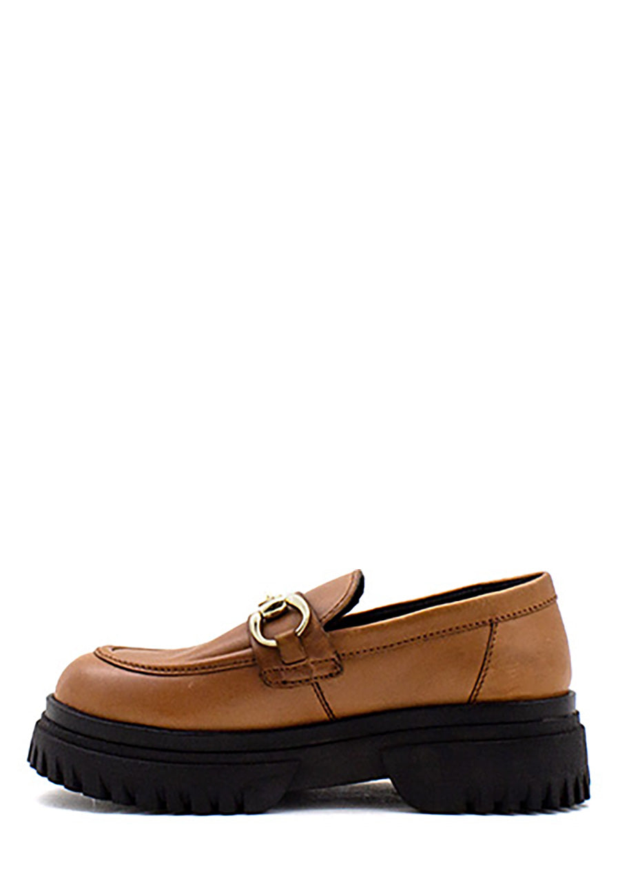 Mocassino Babylon cuoio morsetto oro Emanuelle Vee
