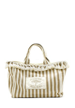 Carica l&#39;immagine nel visualizzatore di Gallery, Shopper in canvas righe beige Mia Bag