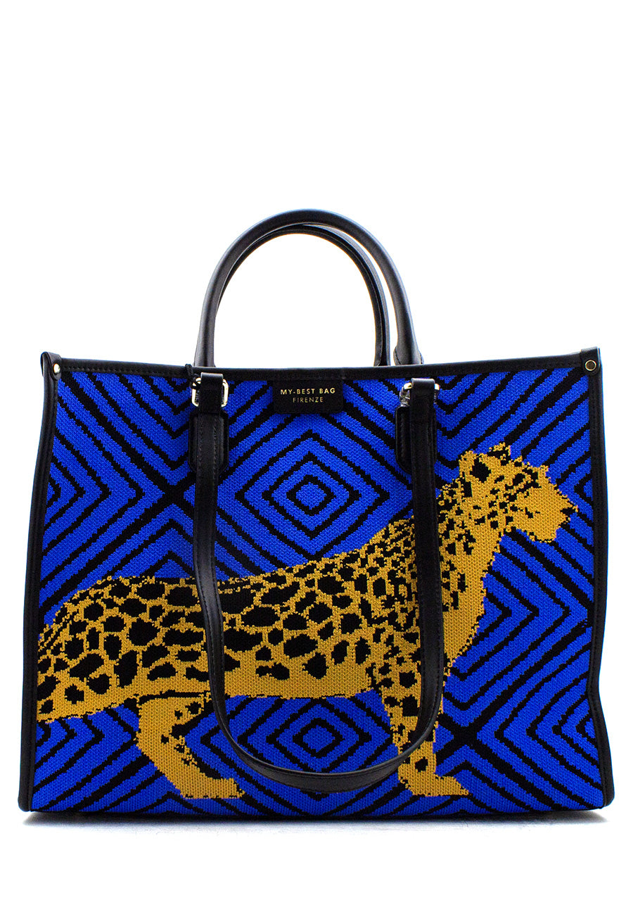 Shopper Safari in tessuto blu My Best Bag