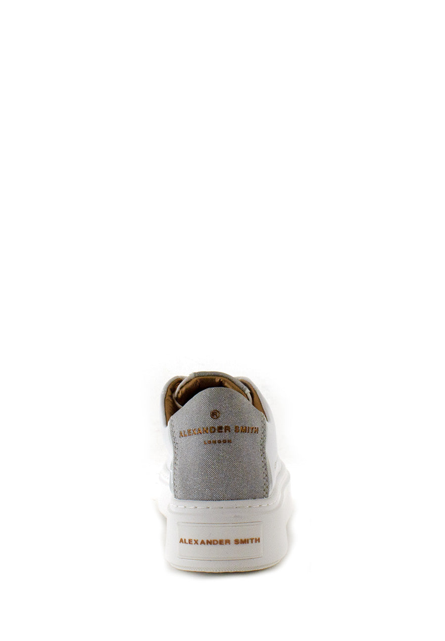 Sneaker bianca con retro glitter argento Alexander Smith