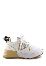Carica l&#39;immagine nel visualizzatore di Gallery, Sneaker alta Bea bianca e oro Emanuelle Vee