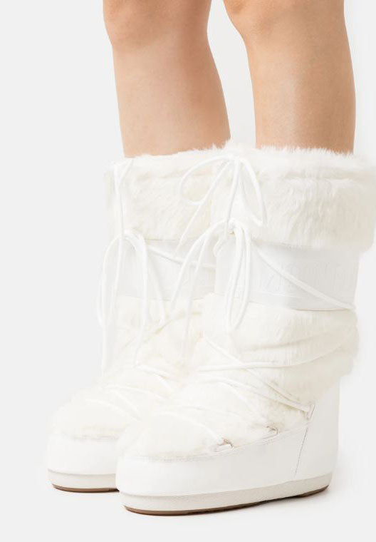 Moot Boot Icon Faux Fur Bianco Moon Boot