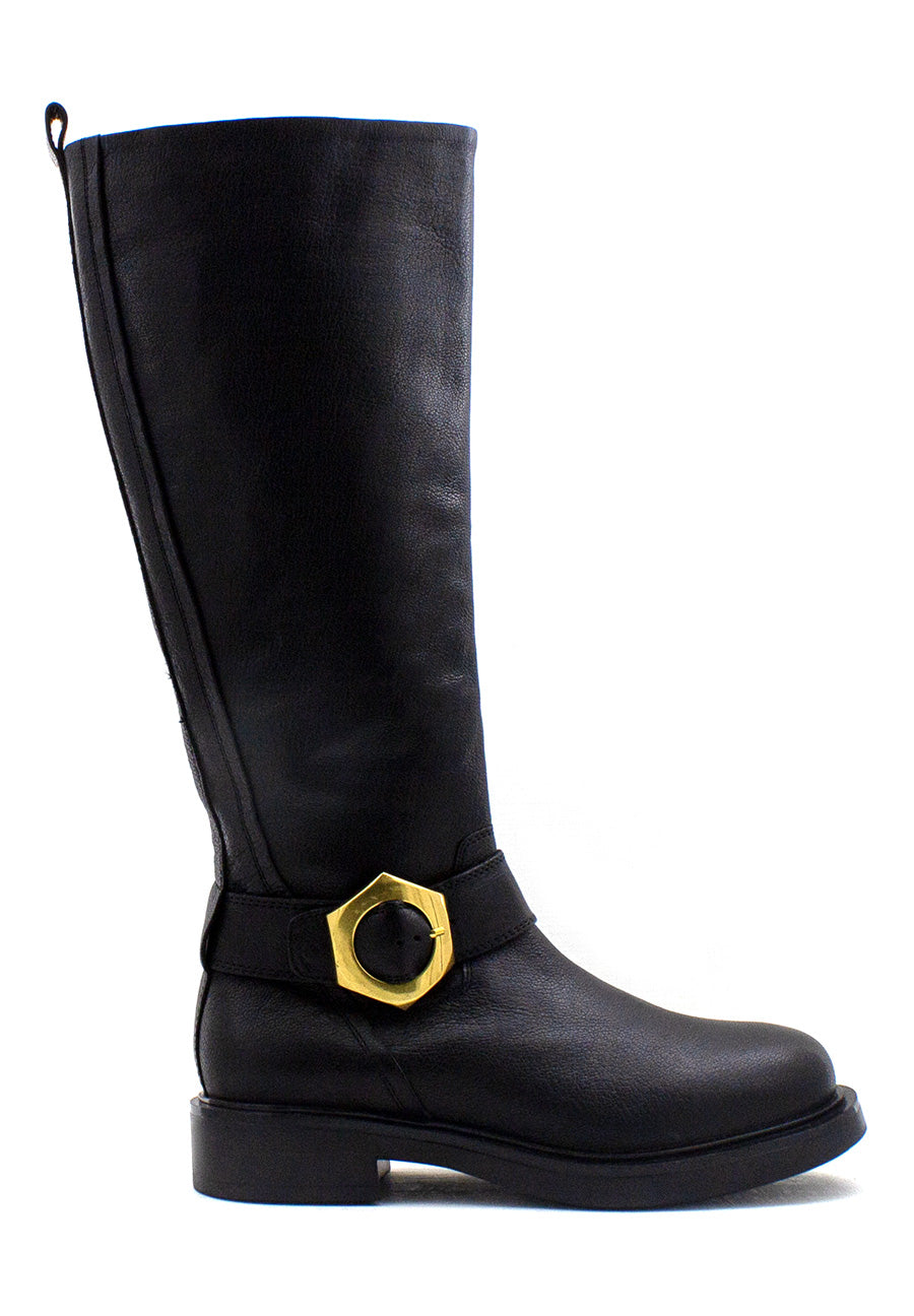 Stivale nero con accessorio oro Emanuelle Vee