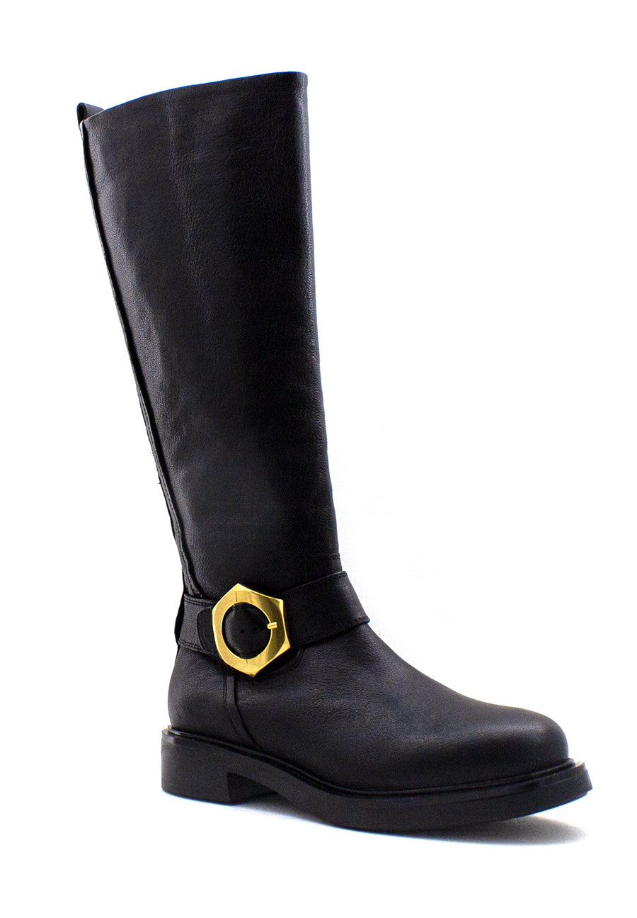 Stivale nero con accessorio oro Emanuelle Vee
