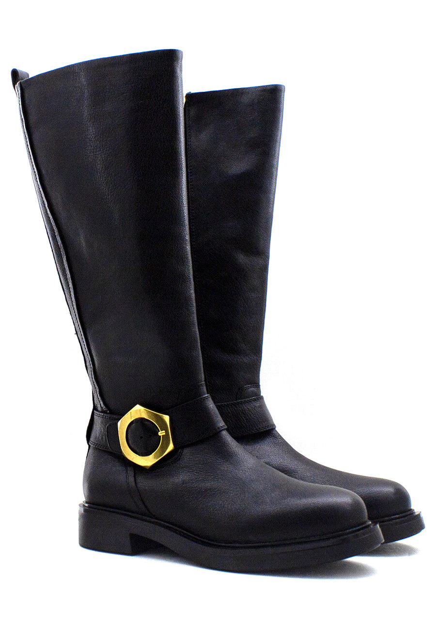 Stivale nero con accessorio oro Emanuelle Vee