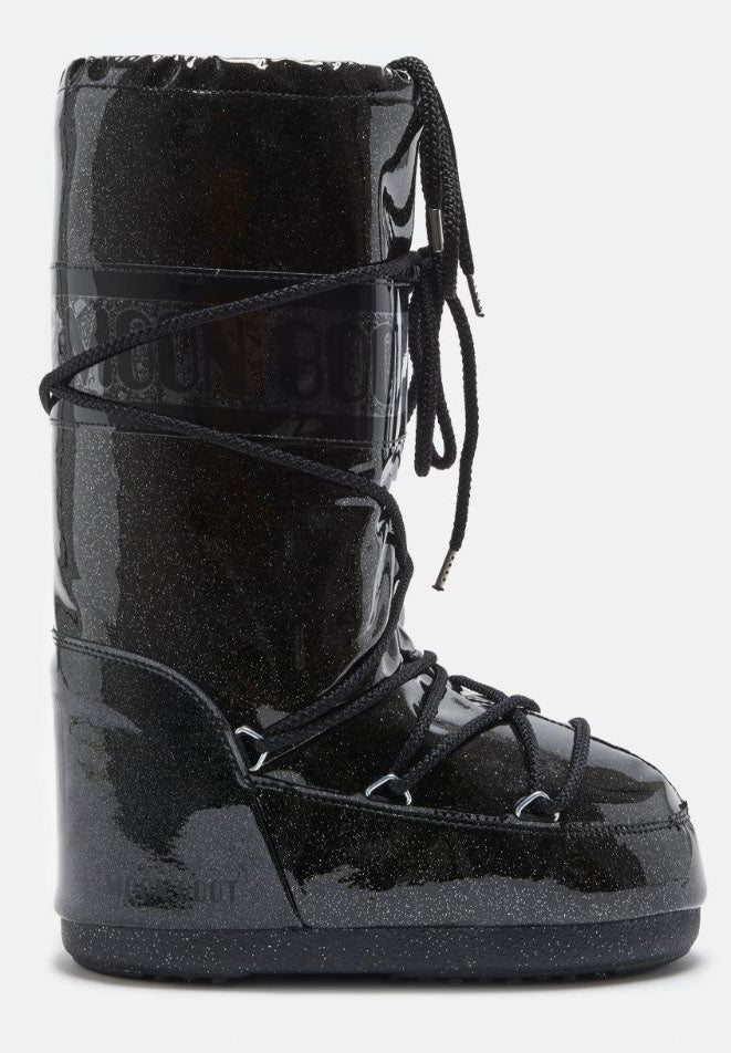 Moon Boot Icon Glitter nero Moon Boot Peccati di Stile