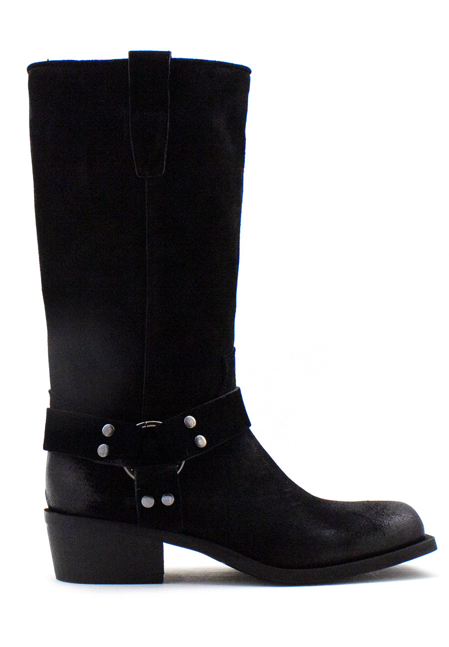 Stivale Texas camoscio nero Gisel Moire