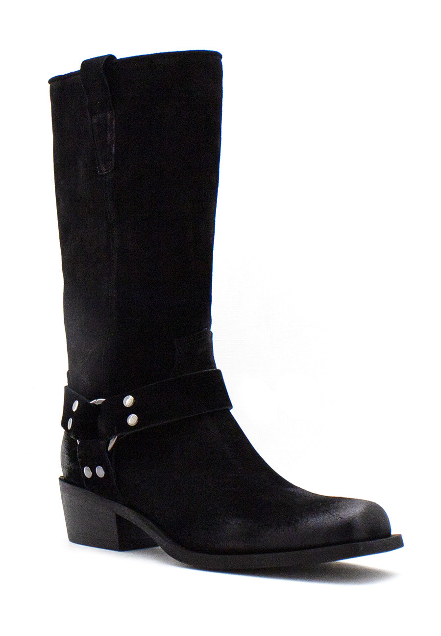 Stivale Texas camoscio nero Gisel Moire