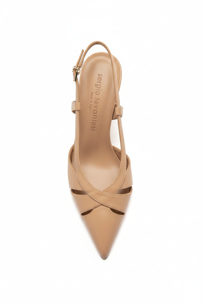 Slingback Sergio Levantesi Desire6 – Eleganza in Pelle Vitello Cachemire Color Bruciato