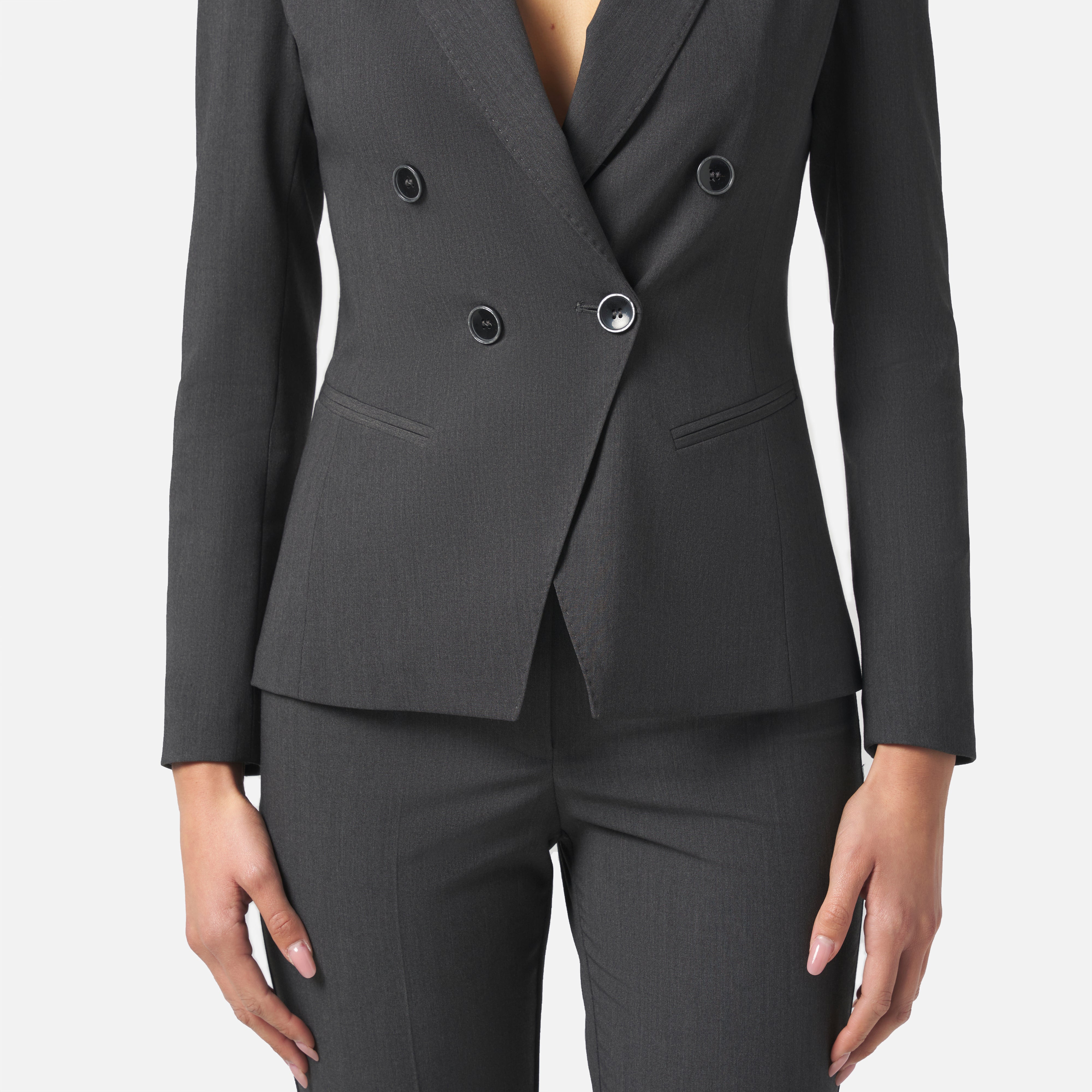 Blazer Doppiopetto Donna Silence Limited Office Libra – Giacca Sartoriale Strutturata in Cormorano