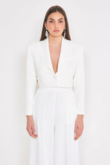 Blazzer Crop giacca monopetto bianco Silence Limited
