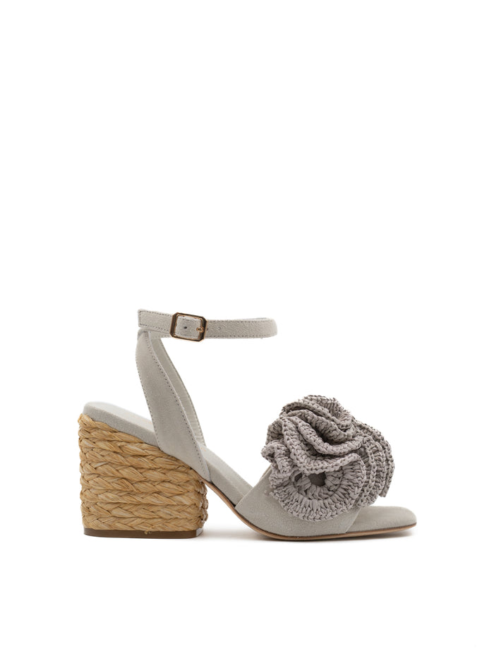 Sandali Paloma Barceló Teressa in Camoscio Off-White – Sandalo Alto con Plateau e Tacco Scultoreo