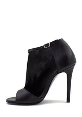 Tronchetto asimmetrico nero tacco stiletto Tsakiris Mallas