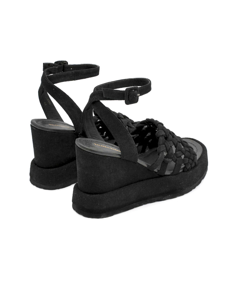 Zeppe Paloma Barceló Ulla in Camoscio Nero – Sandalo Alto Scultoreo Interamente Rivestito