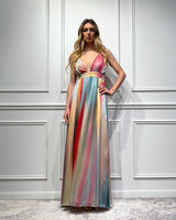 Abito lungo Rainbow multicolor, con scollo frontale Silence Limited