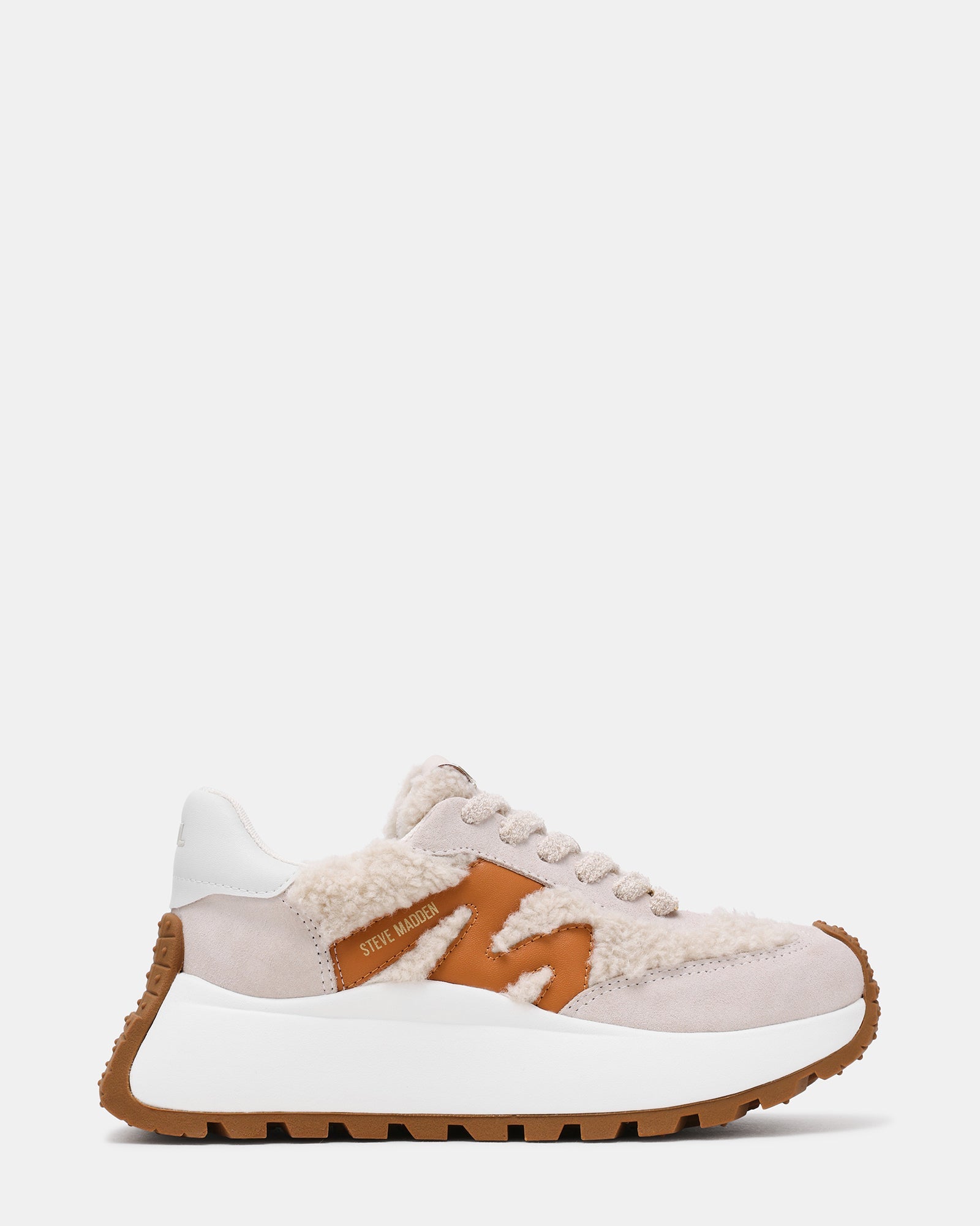 Sneakers Chunky Donna Steve Madden Supercampo F Bone in Camoscio e Shearling – Platform Tacco 6,5 cm