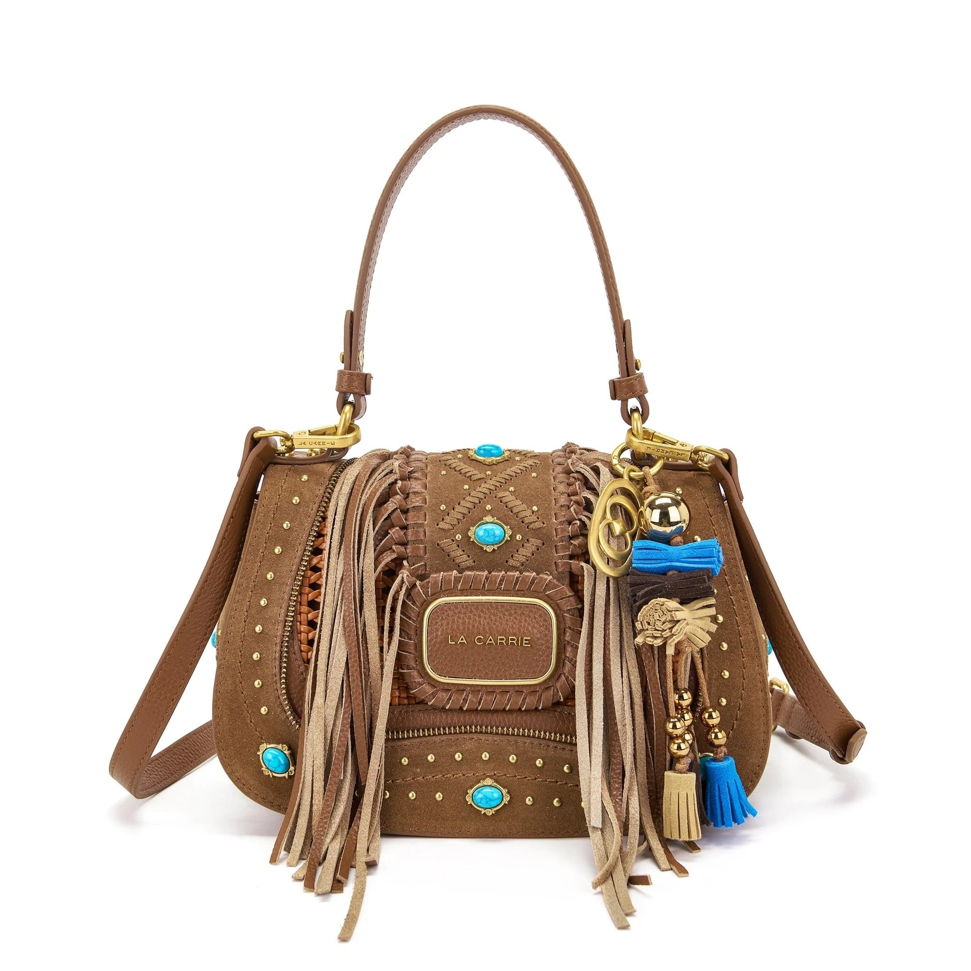Borsa a Mano La Carrie in Pelle Scamosciata Cuoio – Hobo Bag con Dettagli Gold