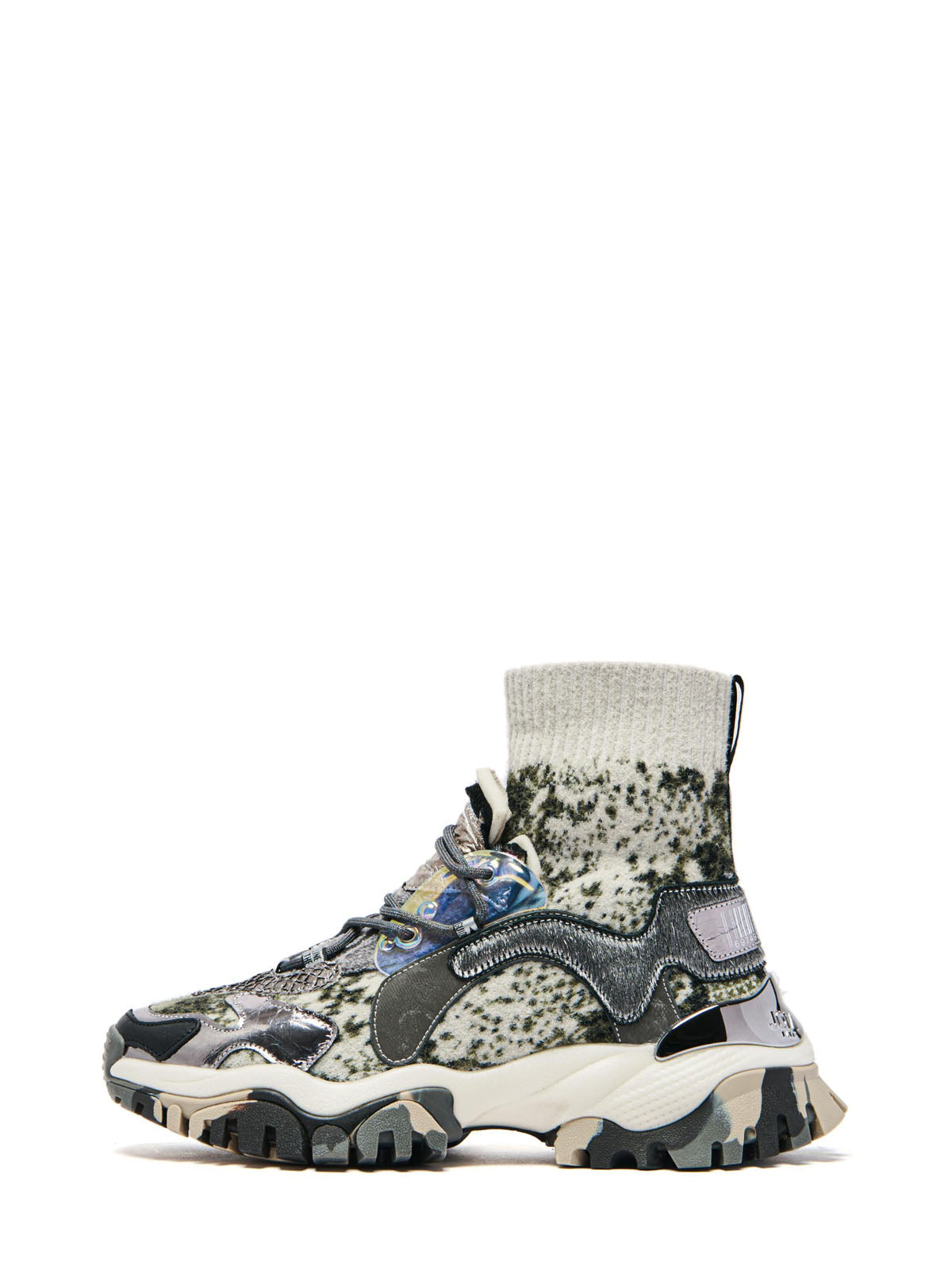 Sneakers Donna Joia Paris Lazy Silver White – Sneakers Multipatch con Effetto Calza